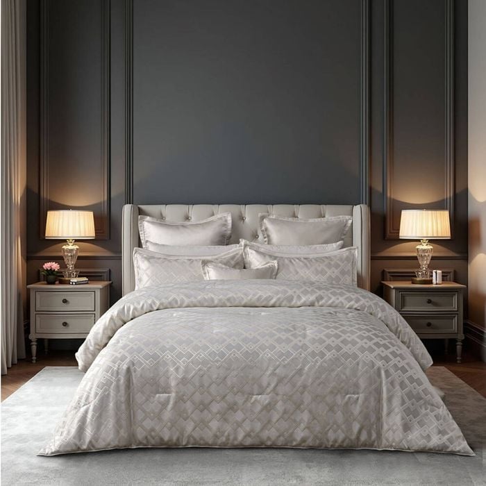 6pc Bianca Firenze Super King Pearl White Polyester Comforter Set