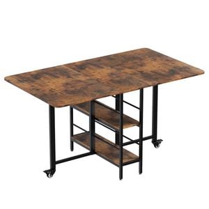 Advwin Folding Dining Table 140cm Drop Leaf Table Versatile Kitchen Table Walnut