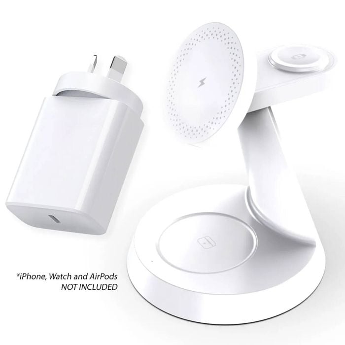 3 in 1 Magnetic Wireless Charging Station for for Apple with White Power Adapter