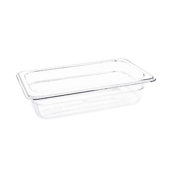 Vogue Polycarbonate Gastronorm Container Gn 1/4 Clear 1.6l 162x265x65mm Food Storage Tray