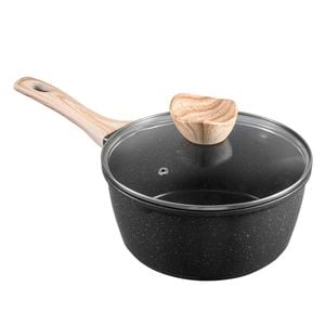 Vevor 2.5 Qt Saucepan Black Nonstick With Tempered Glass Lid Detachable Handle Induction Compatible