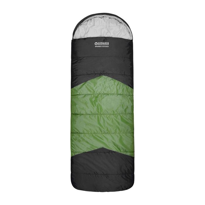 Wildtrak Bremer 220x80cm Hooded Sleeping Bag Outdoor Camping Sleeper Green/black