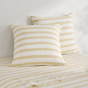Dreamaker Cove Washed Cotton Yarn Dyed Wide Stripe Euro Pillowcase Sand Twin Pack