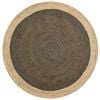 Handwoven Border Round Jute Rug-1147-Natural/Heena-120x120cm