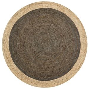 Handwoven Border Round Jute Rug-1147-Natural/Heena-120x120cm
