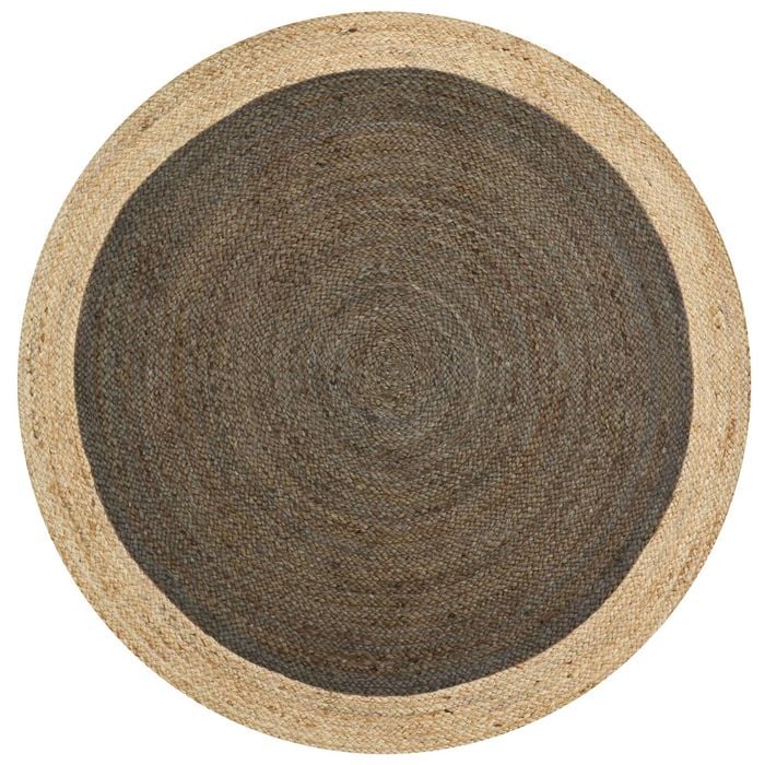 Handwoven Border Round Jute Rug-1147-Natural/Heena-120x120cm