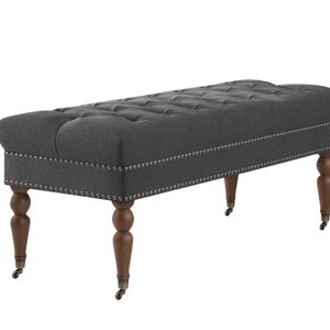 Bellay Linen Ottoman Bench - Dark Grey