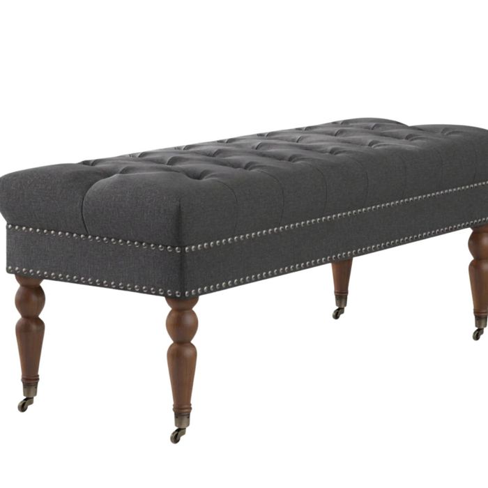 Bellay Linen Ottoman Bench - Dark Grey