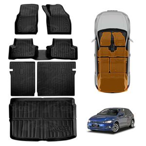 Floor Mats Boot Liner for Volkswagen Polo MK6 Hatch 2018-Onwards  Cargo Kick Back Seat Cover