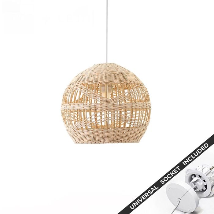 Snap Lighting Adasha Natural Rattan Downlight to Pendant Light Conversion Kit  Small