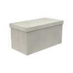 Flexi Storage Living 760 x 380 x 380mm Soft Grey Linen Rectangle Storage Ottoman