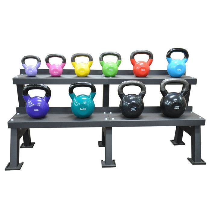 160kg Cast Iron Vinyl Kettlebell Weight Set with 150cm Rack