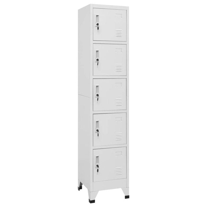 vidaXL Locker Cabinet Light Grey Steel Standing Storage Organiser Furniture