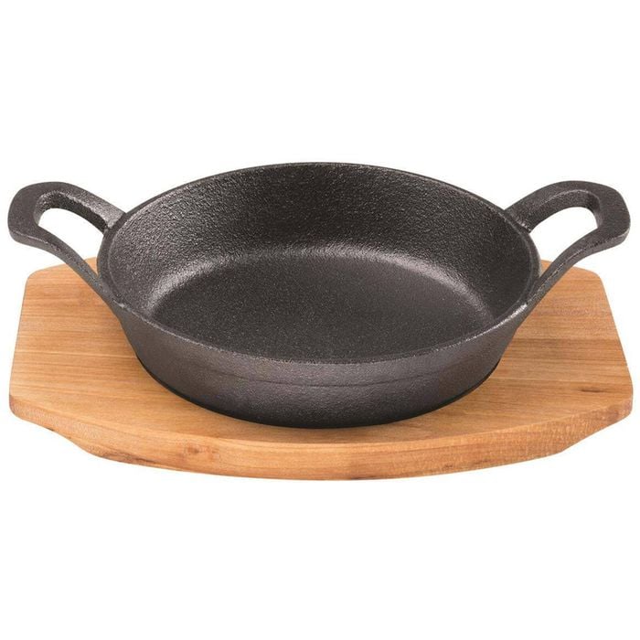 Pyrolux Pyrocast 18cm Cast Iron Round Gratin w/ Tray Pan/Skillet Cookware Black