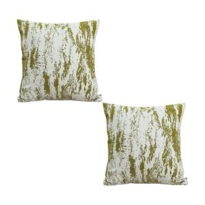 SOGA 2X 50cm Throw Pillows – White & Olive Green Deluxe