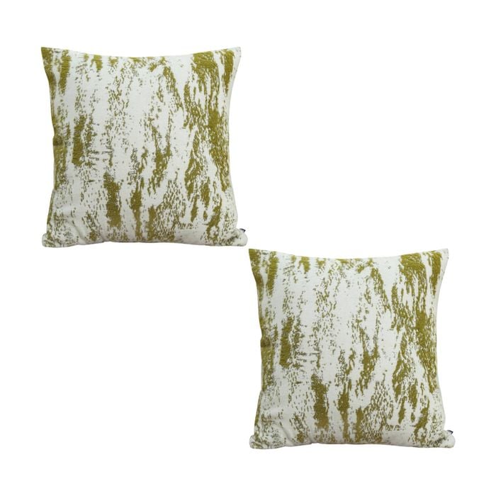 SOGA 2X 50cm Throw Pillows – White & Olive Green Deluxe