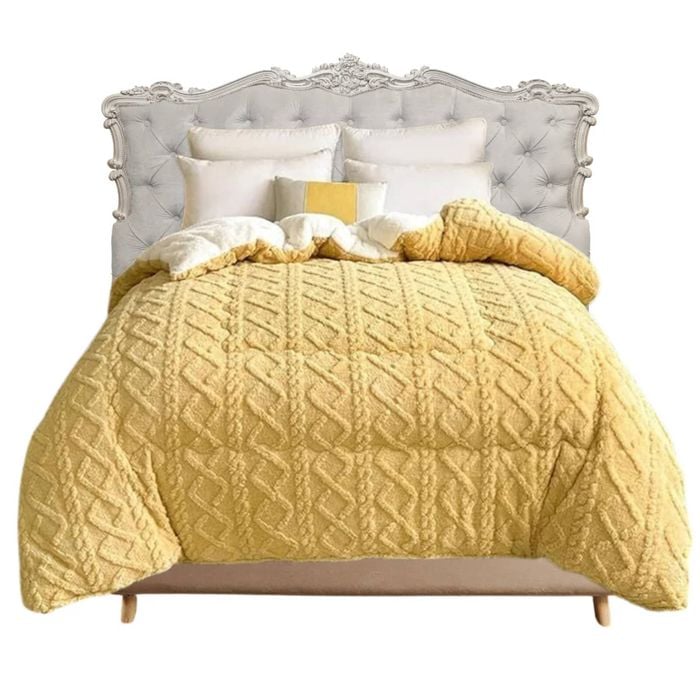 Anycozy Yellow Cashmere Blanket 150×200cm Thick Warm Quilt Comforter