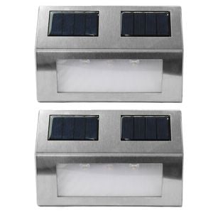 Click 9.5cm Stainless Steel LED Solar Wall & Step Light - 2 Pack
