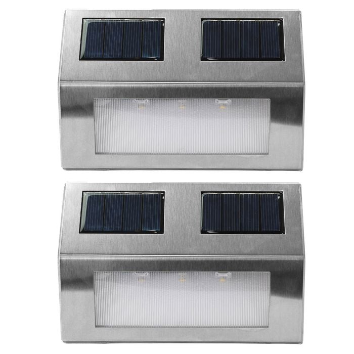 Click 9.5cm Stainless Steel LED Solar Wall & Step Light - 2 Pack