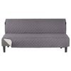 Smarcute 3 Seater Quilted Reversible Armless Futon Sofa Bed Cover Couch Cushion Grey