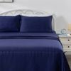 LINENOVA 1800TC Striped Microfibre Sheet Set-Navy King Single