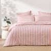 Dreamaker Bask Washed Cotton Yarn Dyed Stripe Quilt Cover Set Coral Queen