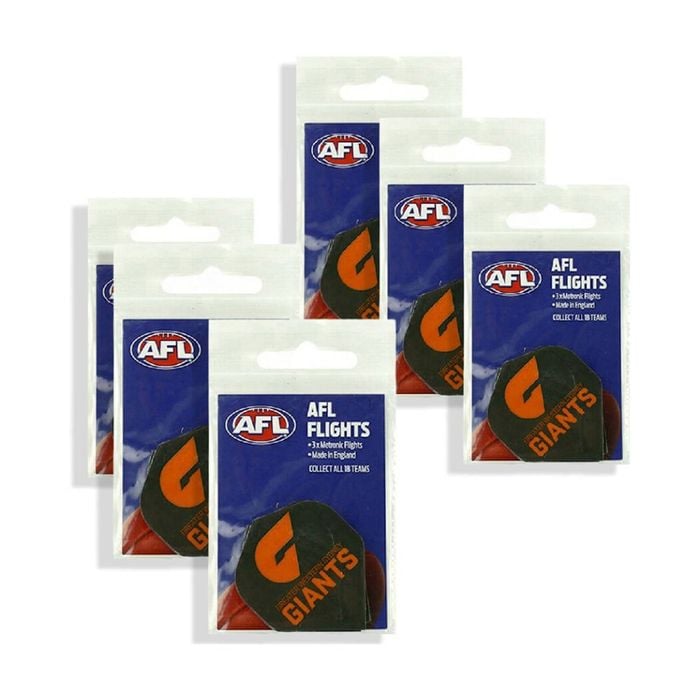 6x 3pc AFL Dart Flights GWS Giants Team Design Metronic Pack England Made