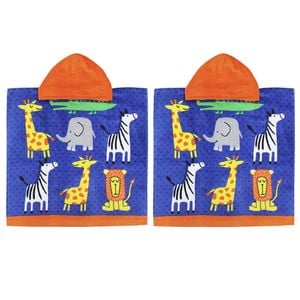 2PK Onkaparinga Kids 60x120cm Absorbent Hooded Beach Towel - Animals