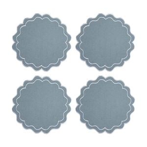4pk Casa Domani Banda Scallop Placemat 38cm - Blue