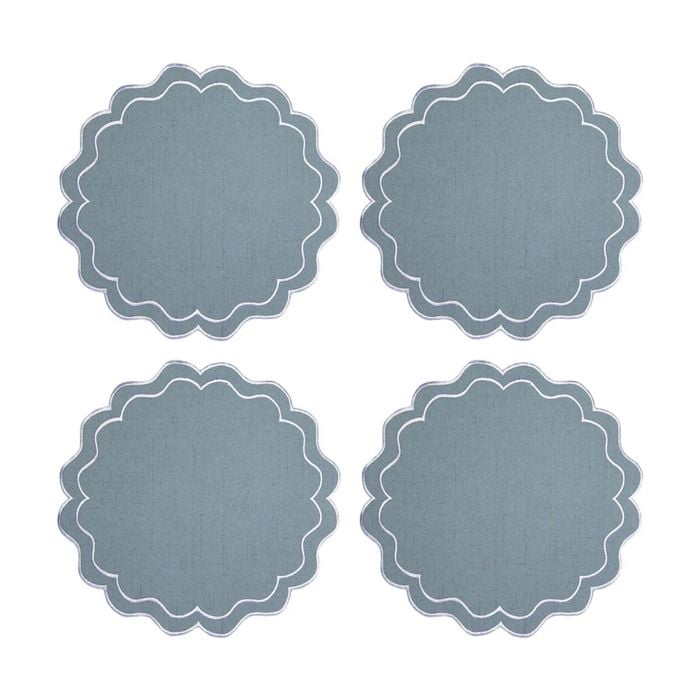 4pk Casa Domani Banda Scallop Placemat 38cm - Blue