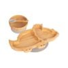Tiny Dining Children's Bamboo Suction Dinosaur Plate, Bowl, Spoon with Suction Cups Set - Grey