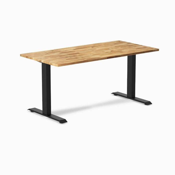 Desky Fixed Height Acacia Hardwood Desk 150x75cm Matte Black Leg