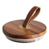 Airtight Wooden Storage Jar Lid - Round Scandinavian Style With Leather Handle and Silicone Seal