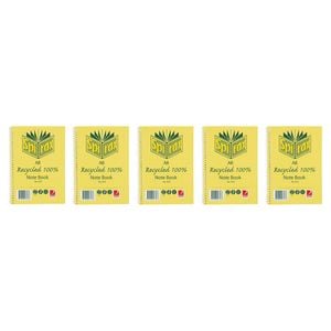5x Spirax 813 Recycled Notebook A6 Stationery 100 Pages School Notebook Yellow