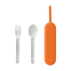 3pc Omie Omiebox Up Stainless Steel Utensil Set W/ Fork Spoon Pod Sunny
