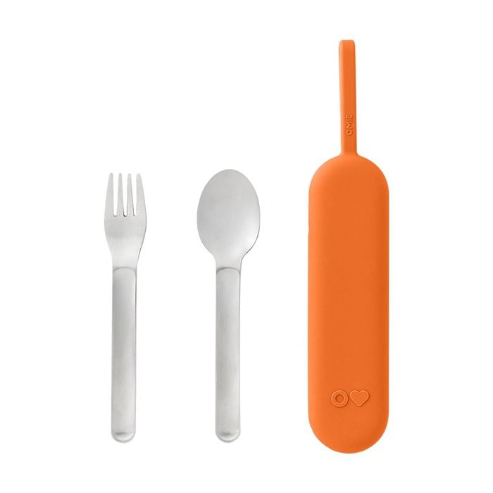 3pc Omie Omiebox Up Stainless Steel Utensil Set W/ Fork Spoon Pod Sunny
