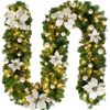 Catzon 9FT Pre-lit LED Christmas Garland Xmas Decoration Wreath-Silver