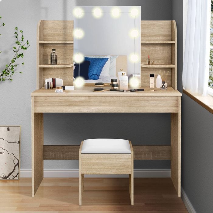 ALFORDSON Dressing Table Stool Set Wood Bunnings Australia