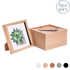 Nicola Spring Shadow Box Frames - 8 X 8" With 6 X 6" Mount - Light Wood - Pack Of 5
