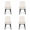 Pack of 4 | Cozy Upholstered Dining Chair | Black Legs - Ivory Fabric
