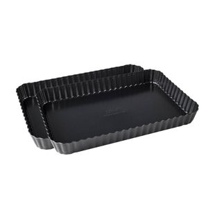2x Bakers Secret Rectangular Tart Pan Premium Non Stick Removable Base 31.5x21.5