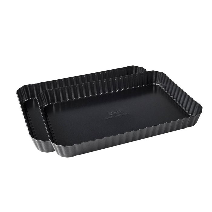 2x Bakers Secret Rectangular Tart Pan Premium Non Stick Removable Base 31.5x21.5