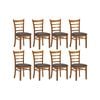 Linaria Dining Chair Set of 8 Crossback Solid Rubber Wood Fabric Seat - Walnut