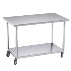 Soga 120cm Stainless Steel Prep Table with Wheels