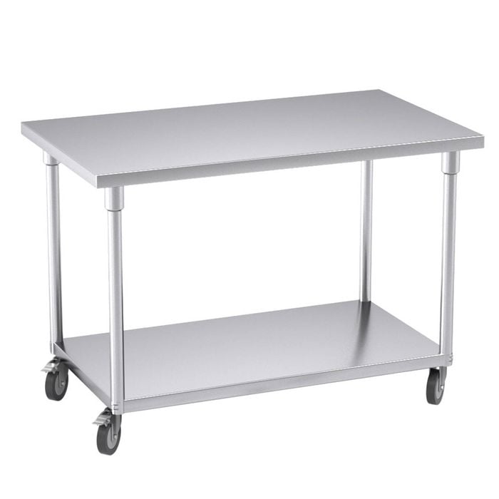 Soga 120cm Stainless Steel Prep Table with Wheels