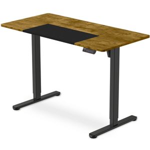 Fortia Sit To Stand Standing Desk 120x60cm, 72-118cm Height Adjustable, Walnut Style Desktop Black Frame