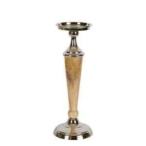 Belle Atlas Aluminium Wooden Candle Stick Holder Small 36.5cm - Natural
