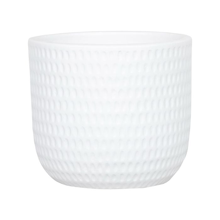 250 X 250mm Dotty White Round Ceramic Pot