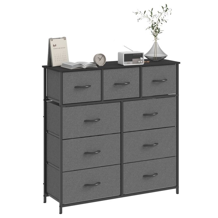 Advwin 9 Chest Of Drawers Storage Cabinet Storage Organizer Fabric Drawers Grey