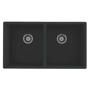 Amelie Deauville 813mm Quartz Double Bowl Sink Matte Black